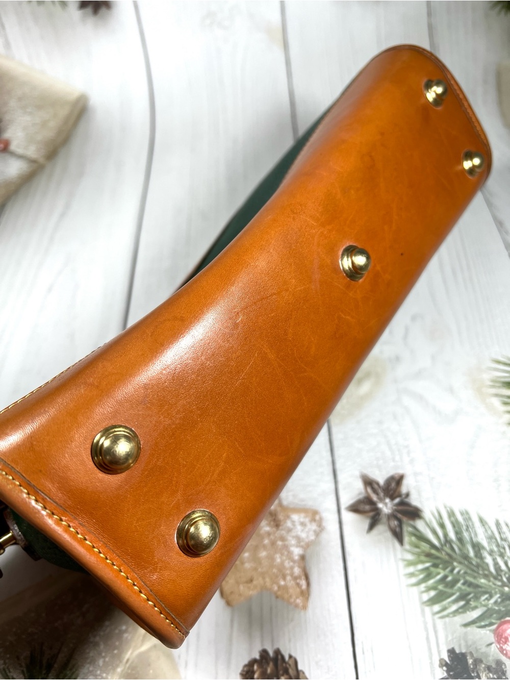 🦆 DOONEY & BOURKE FIR GREEN AND BRITISH TAN PEBBLED LEATHER CROSSBODY - Picture 6 of 16